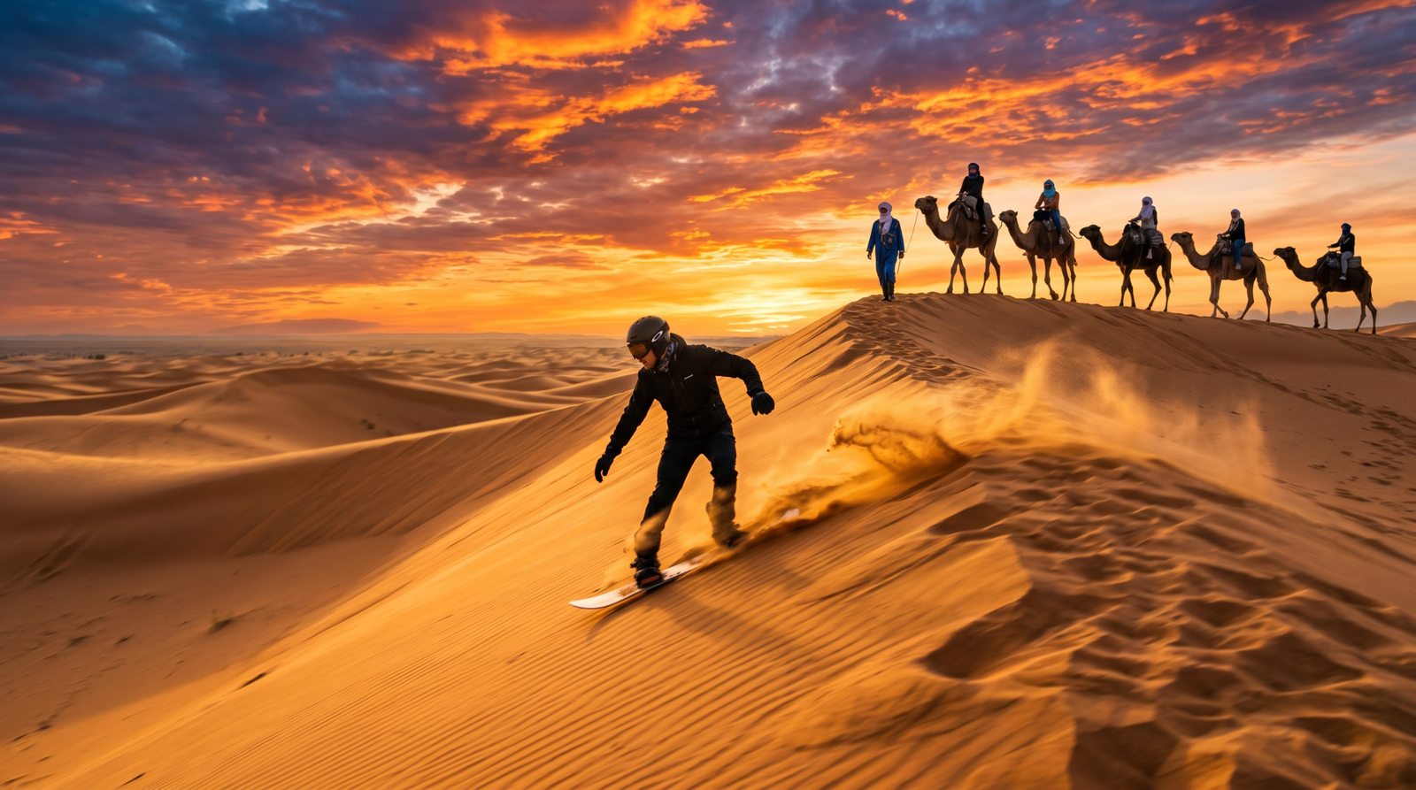 Sunset Sandboarding & Camel Ride with Dinner From AgadiR & Taghazout